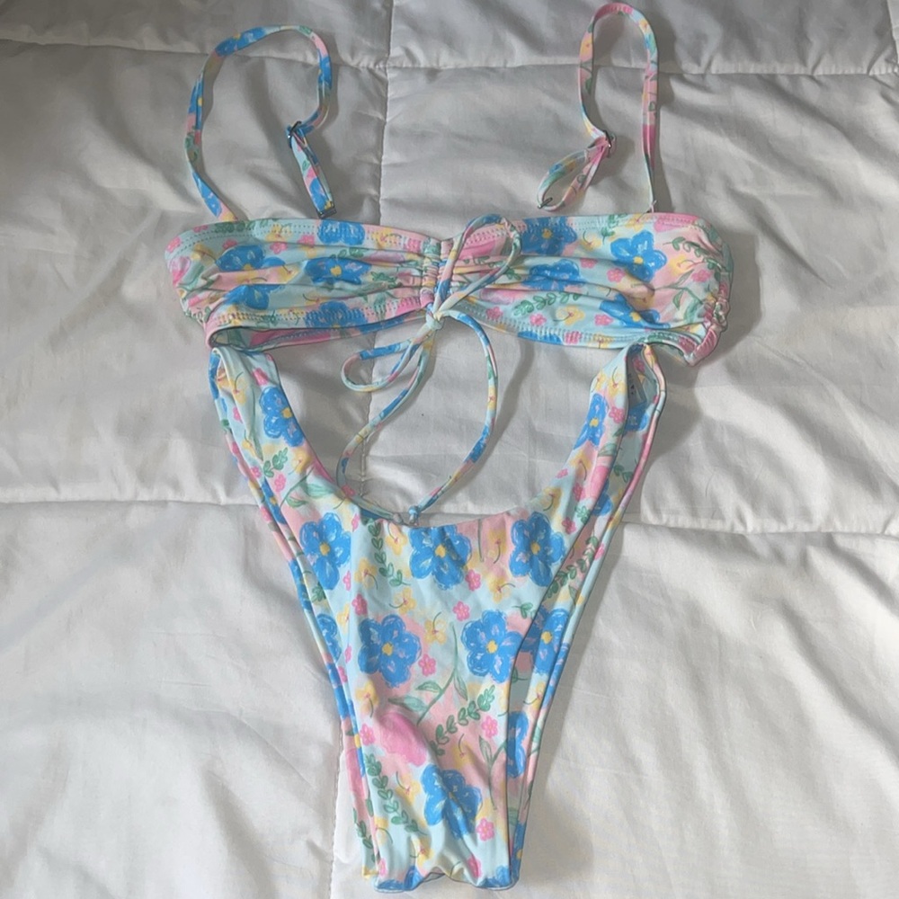 Blackbough Floral Bikini Set - Blue and Pink - Picture 4 of 5